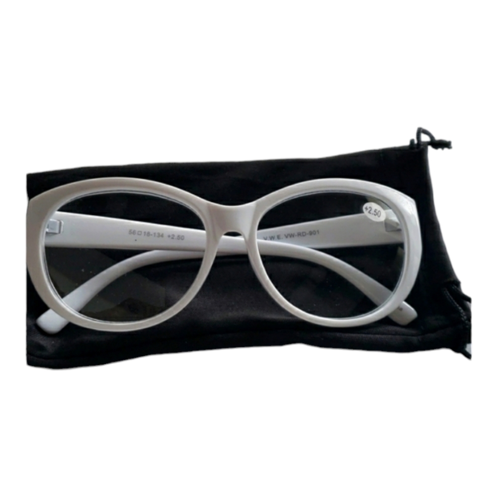 Reading Glasses Plastic Frames  Plastic Lenses No Spring Hinge Design White 2.50
